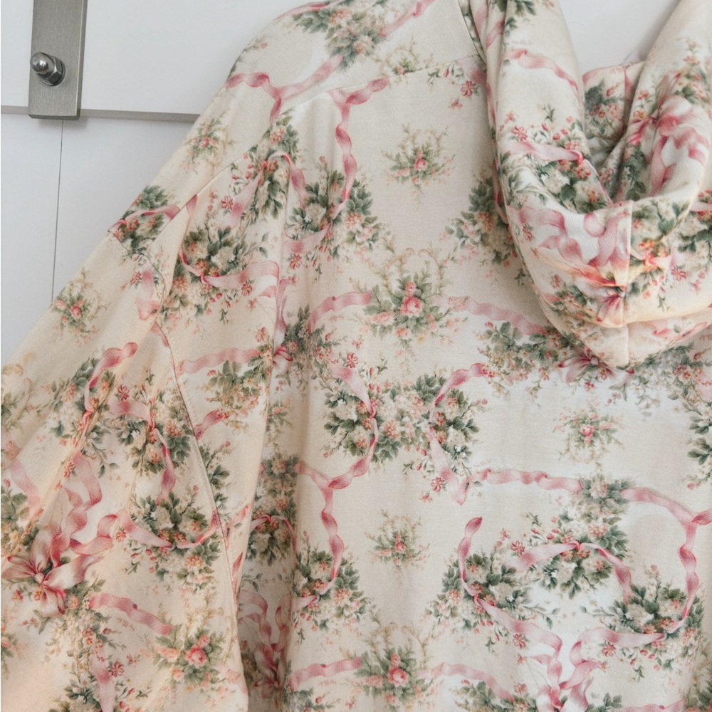 Selkie Floral Varsity Jacket in Cream and Pink